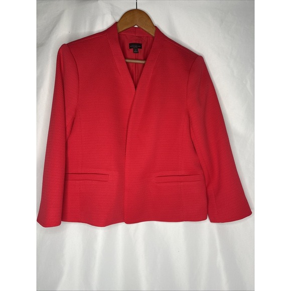 Ann Taylor Factory Women's 12 Red Cropped Jacket Blazer Career Lined - Picture 4 of 7